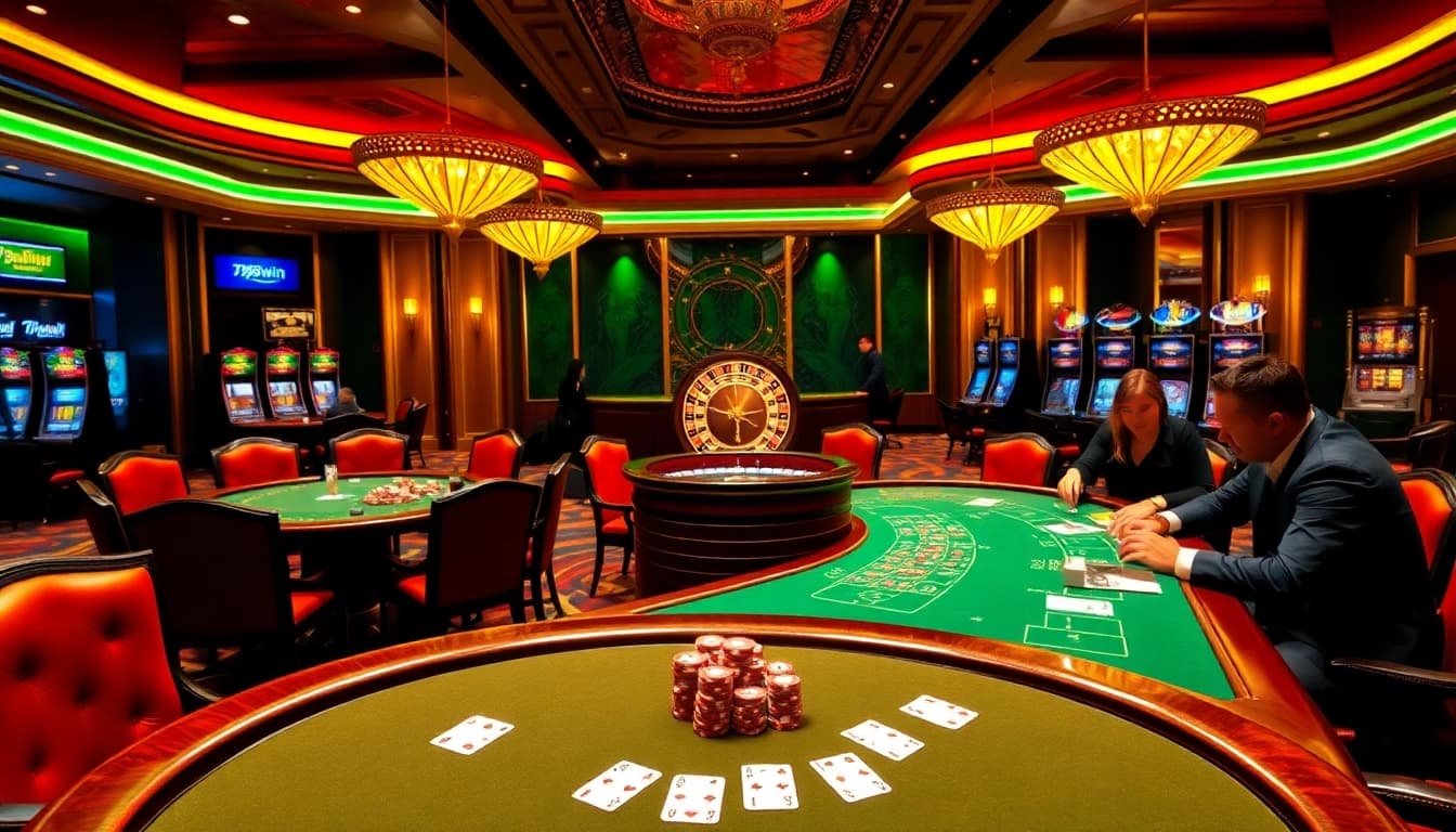 Experience the excitement of 789win with players enjoying poker at a luxurious casino.