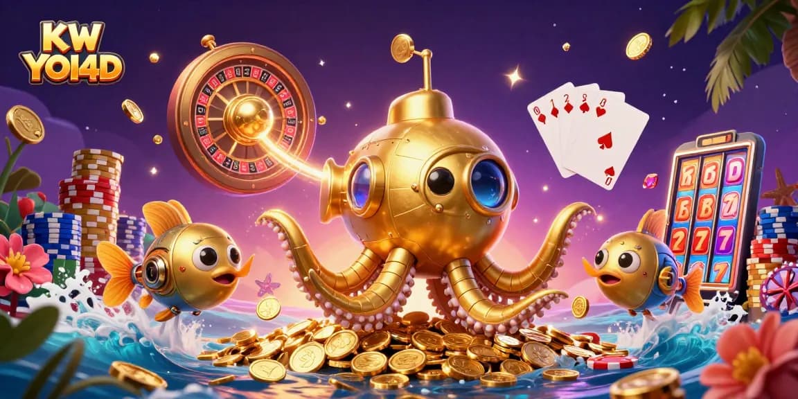 Menangkan permainan kasino dengan KW YOI4D, termasuk kraken emas dan koin berkilau.