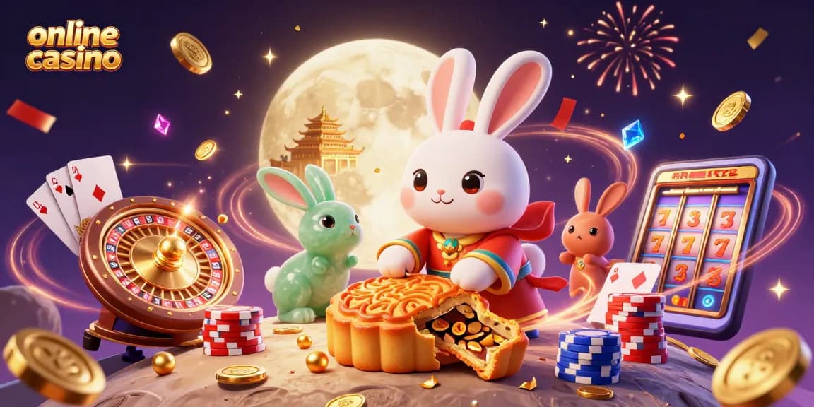 Engage in an exciting online casino adventure with festive elements, celebrating wins.