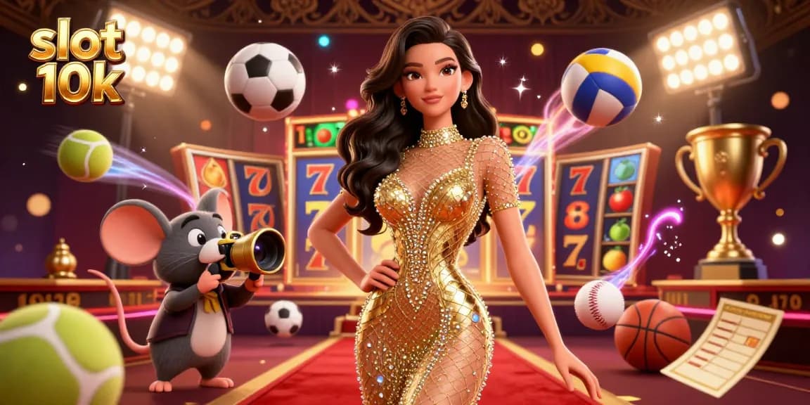 Experience thrilling slot 10k action with glamorous women and dynamic game elements in an exciting 3D casino scene.