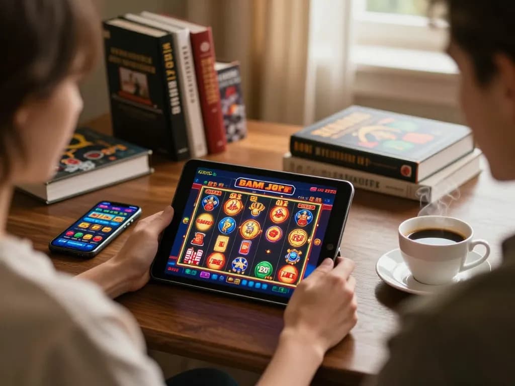 Playing slots not on gamstop on a tablet in a warm home office