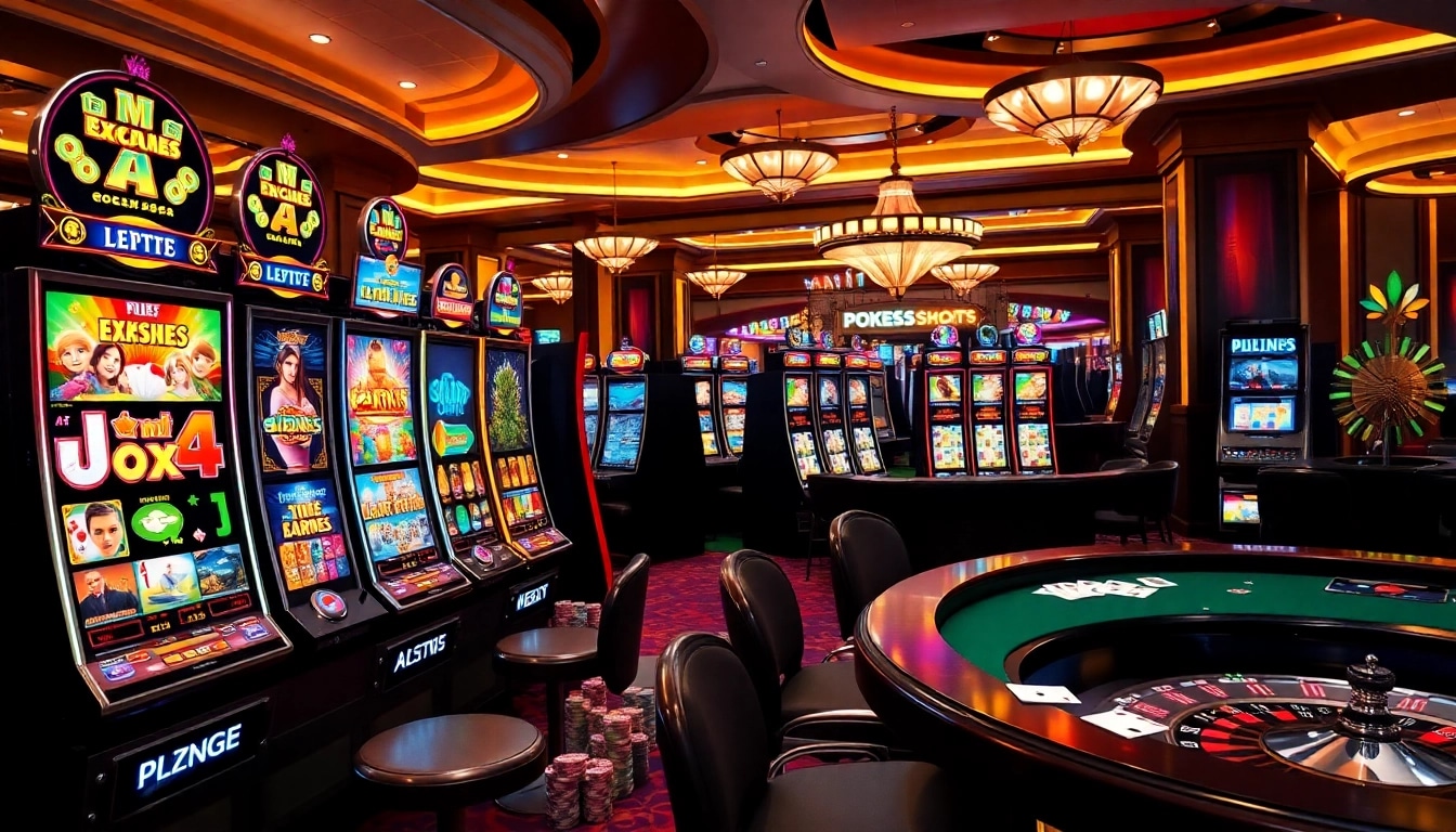 Experience slot gacor hari ini at a thrilling casino with colorful slot machines and vibrant ambiance.