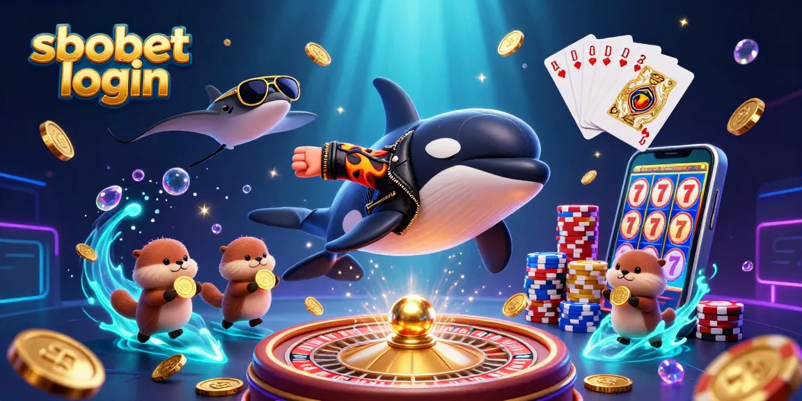 Experience sbobet login with a playful orca and otters celebrating wins with golden coins.