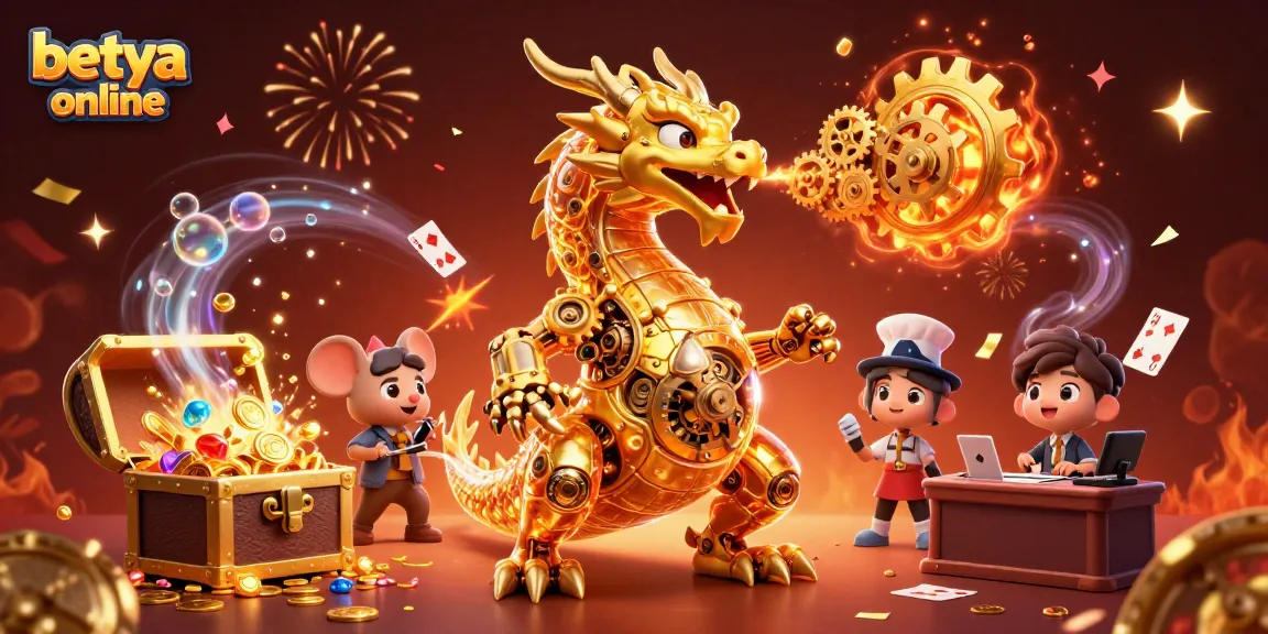 Engage with betya online in this vibrant casino-themed illustration featuring a golden dragon.