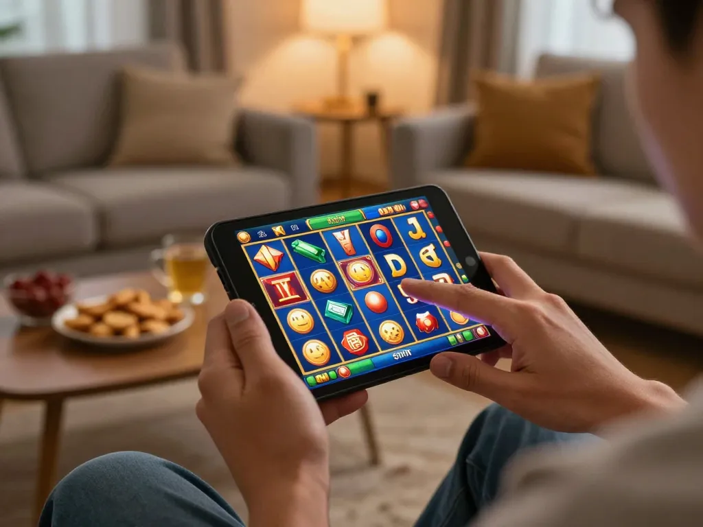 Player engaging with SpinAdvisor using a mobile app for online slots.
