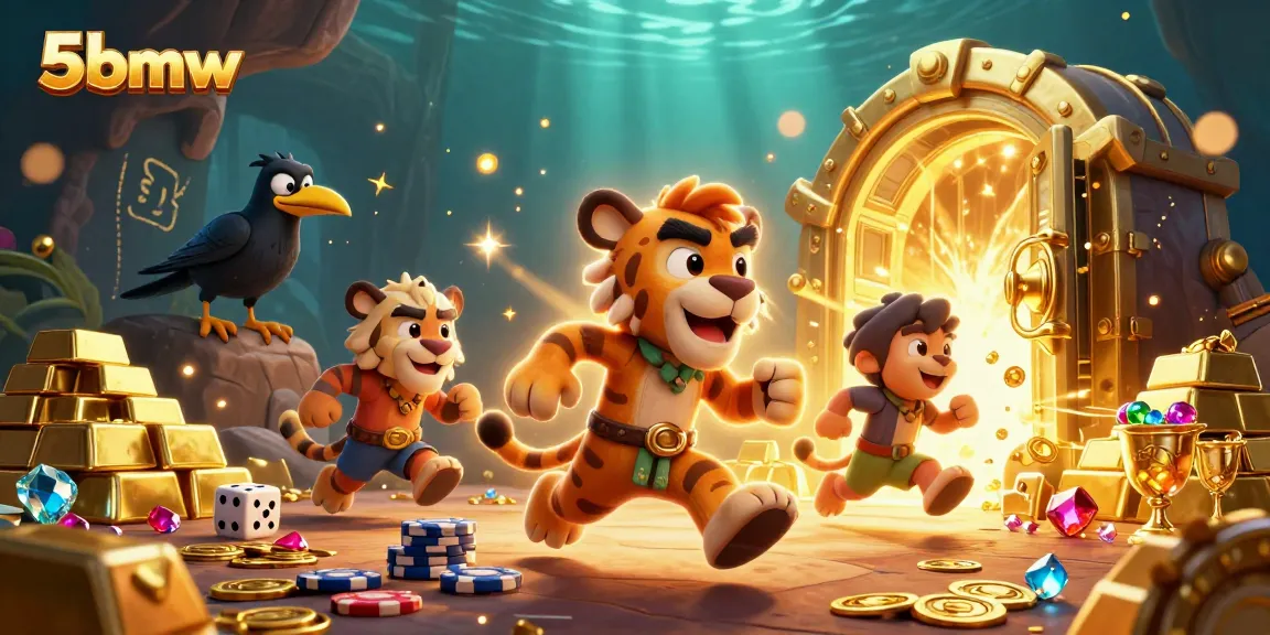 Experience thrilling wins with 5bmw in an exciting 3D prehistoric casino illustration.