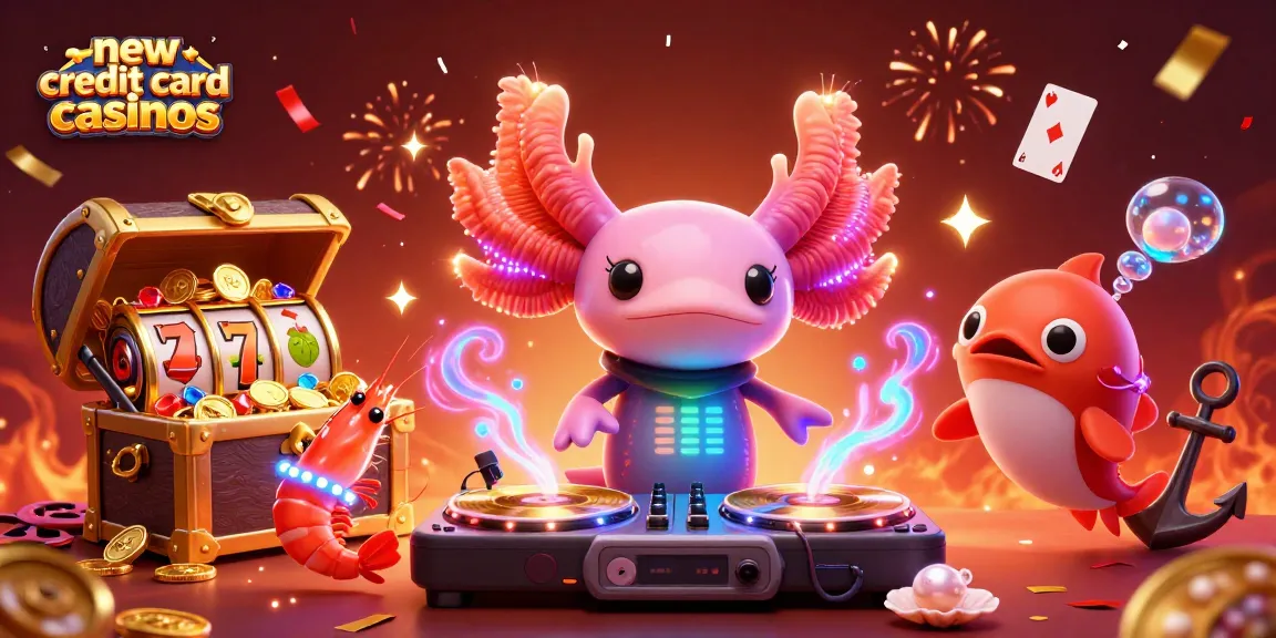 Experience the excitement of new credit card casinos with a vibrant underwater casino scene featuring colorful characters.