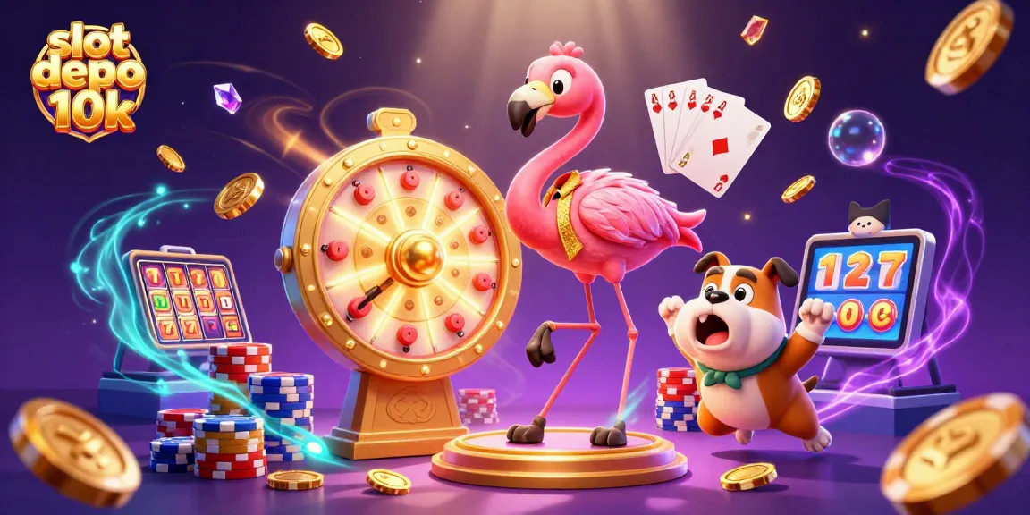 Excite players with slot depo 10k thrills through a vibrant casino scene featuring animated fun and big wins.