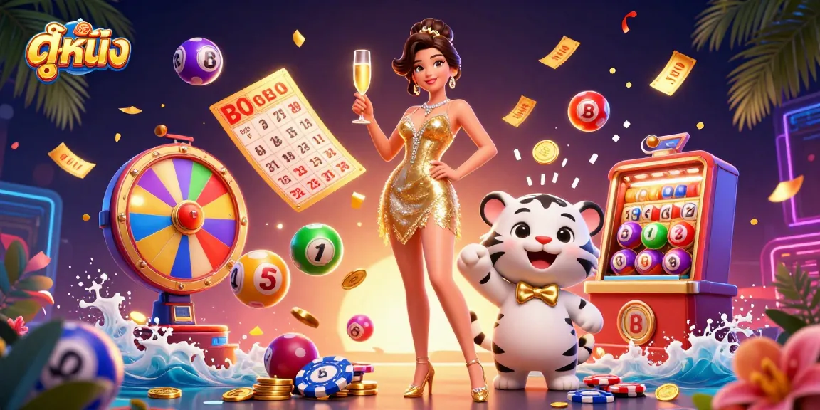 Experience ดูหนัง in style with a glamorous woman and lucky tiger at a dynamic casino scene.