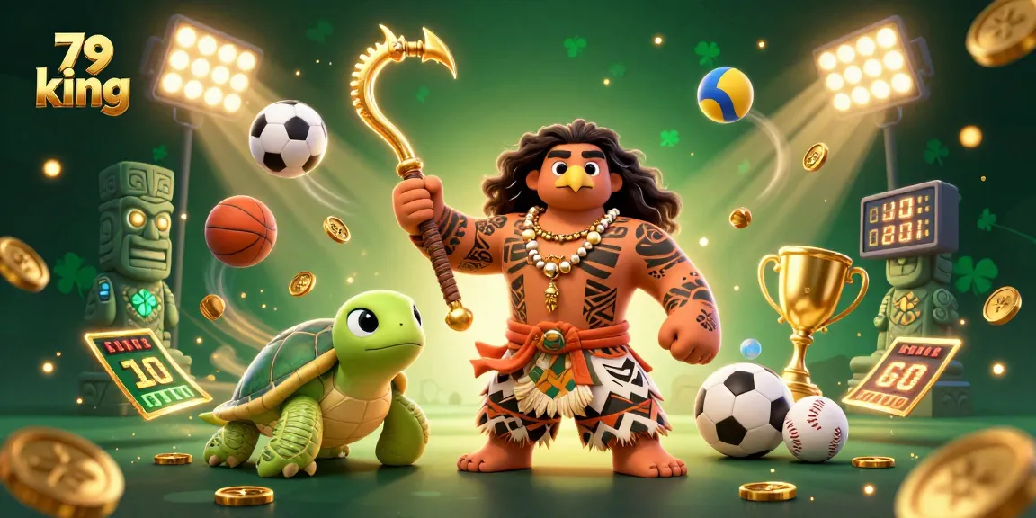 Join exciting gameplay at 79 king, where vibrant sports elements and a captivating illustration bring action to life.