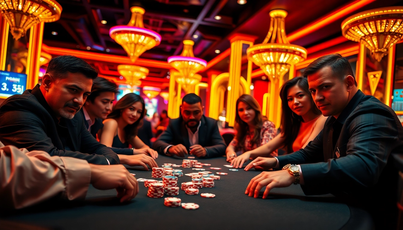 Erlebe die spannenden casinospiele.de mit Spielern am Pokertisch in einem luxuriösen Casino.