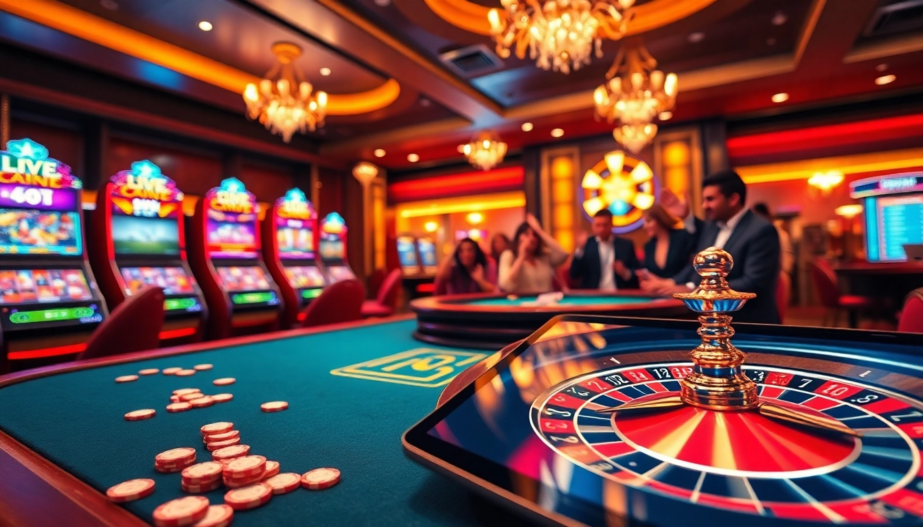 Players enjoying thrilling games at https://lc88pro.com/ with vibrant slot machines and live dealer excitement.