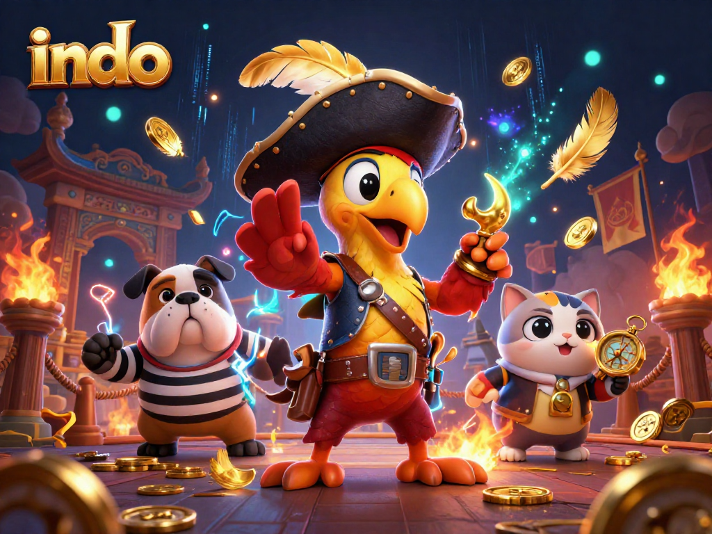 Bet on exciting games at Indo, featuring colorful characters in a vibrant casino scene.