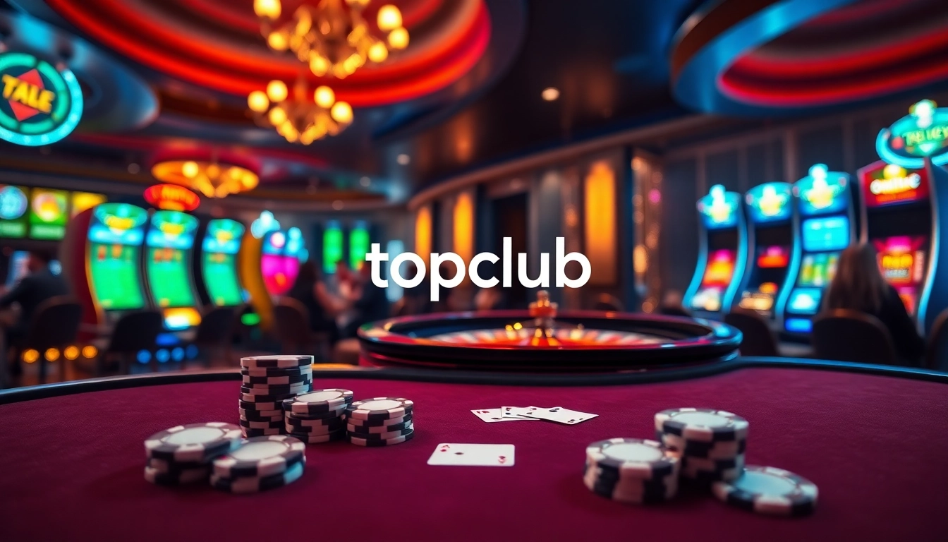 Experience topclub excitement at a luxurious poker table surrounded by classic casino games.