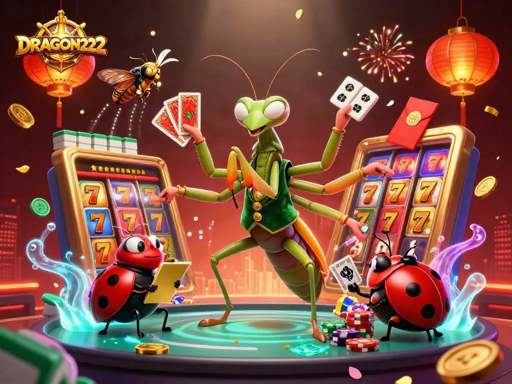 Experience thrilling gameplay at DRAGON222 with vibrant casino elements and characters in a dynamic scene.