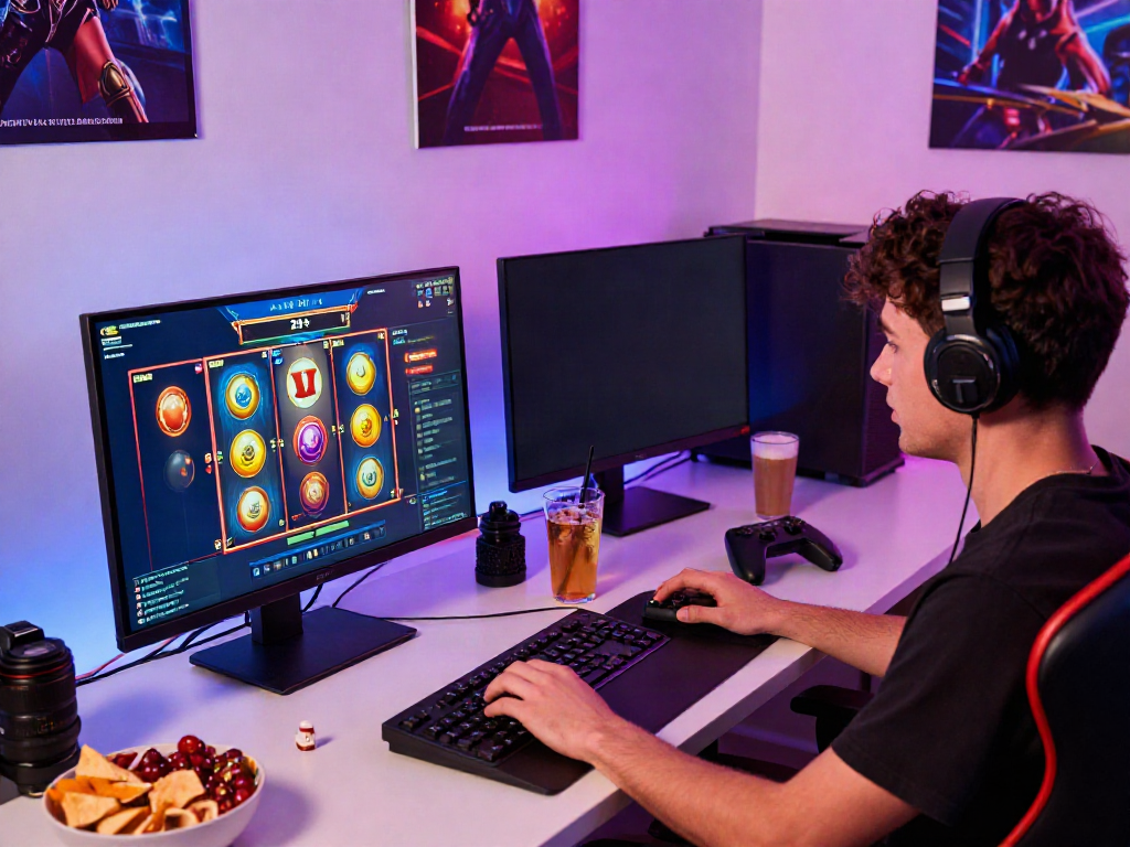 A80 gaming platform in a lively home setup with a player engaging in a slot game, vibrant visuals, and a cozy atmosphere.