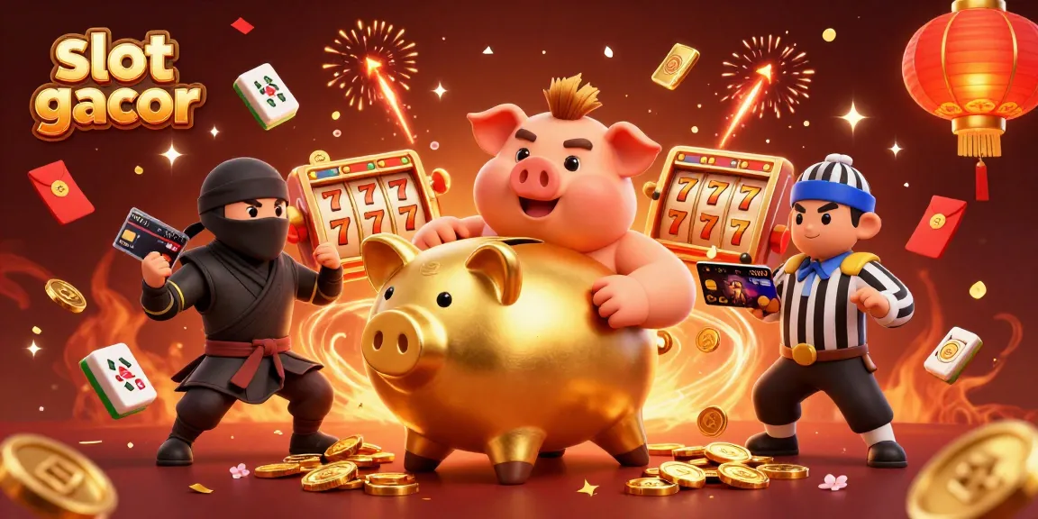Experience thrilling wins at slot gacor with vibrant scenes of golden piggy banks and lucky symbols.