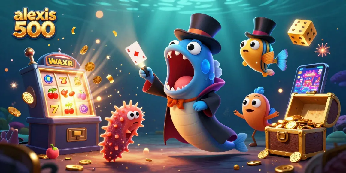 Experience the thrill of alexis 500 with vibrant slots and casino elements in this magical underwater scene.
