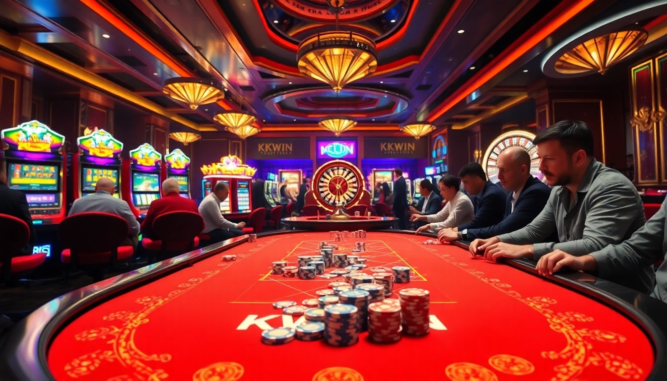 Engage in thrilling gameplay at https://kkwin.diy/ with vibrant casino tables and poker chips.