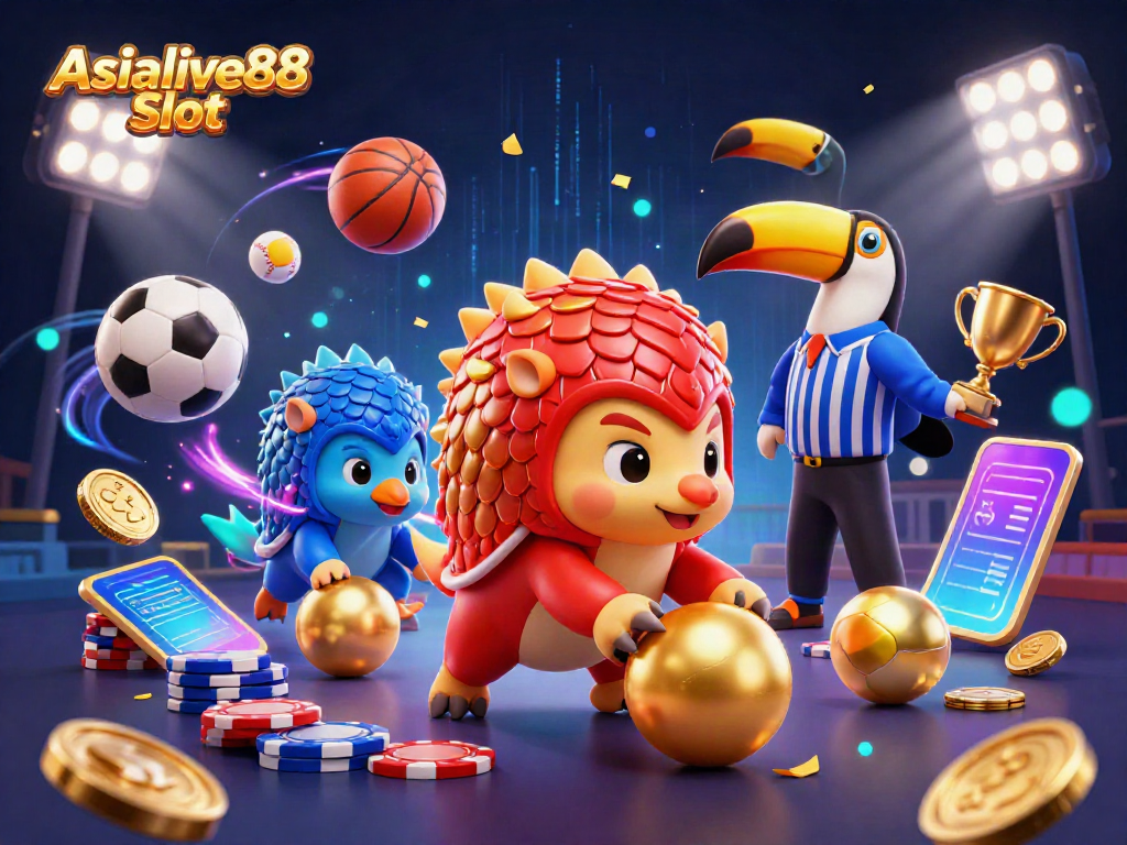 Engage with thrilling Asialive88 Slot action featuring rival pangolins, vibrant sports elements, and dynamic gameplay.