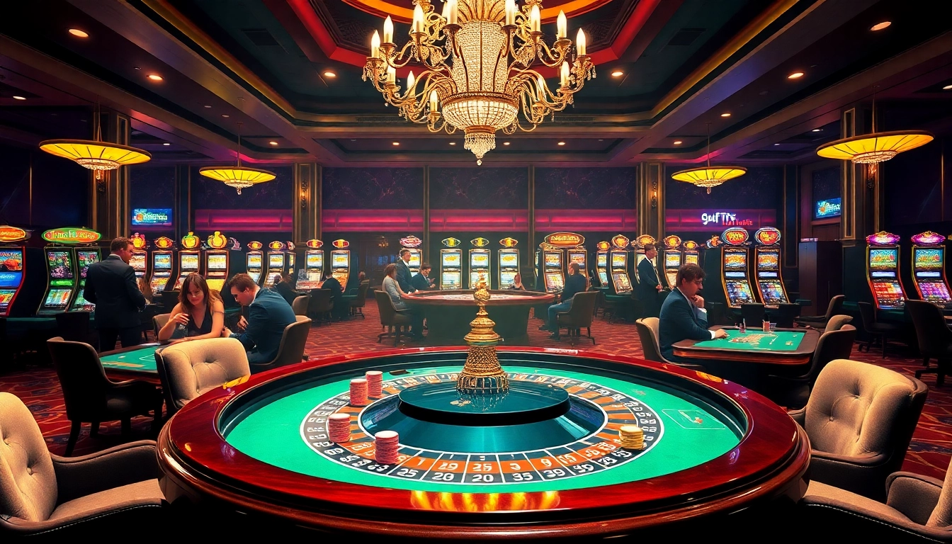 Players enjoying roulette at a luxurious casino, engaging with https://kk55.global/ for an exhilarating experience.