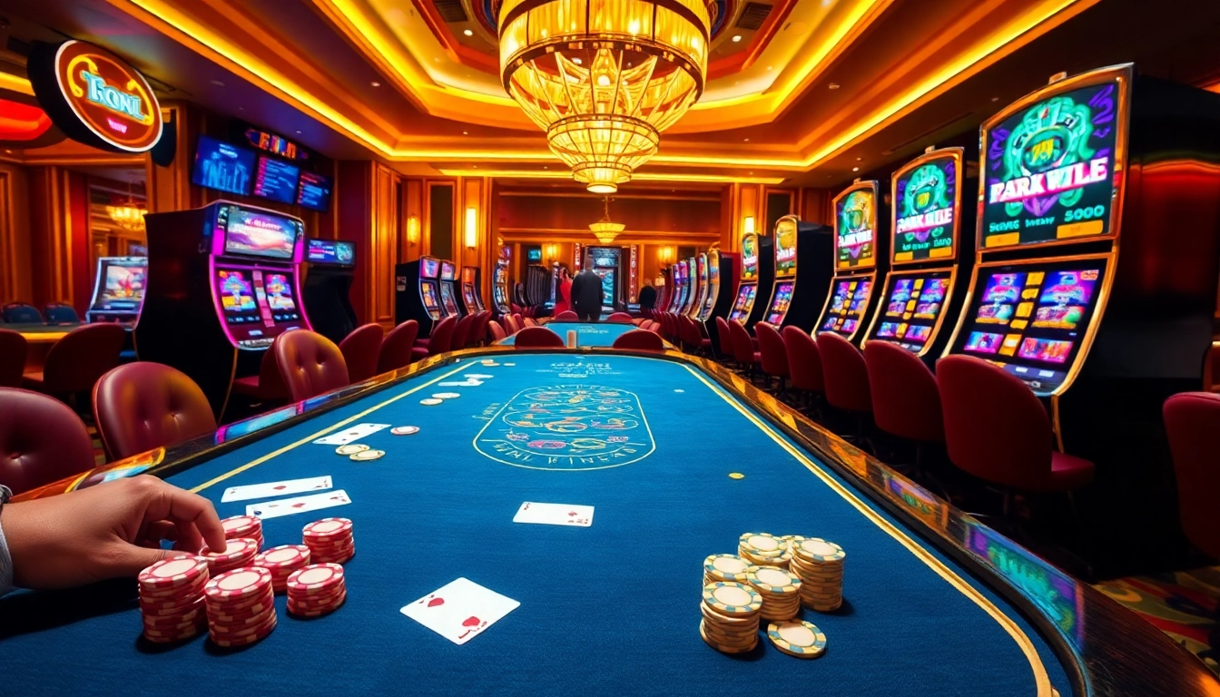 Players enjoying immersive porn games at a luxurious casino table filled with cards and chips.