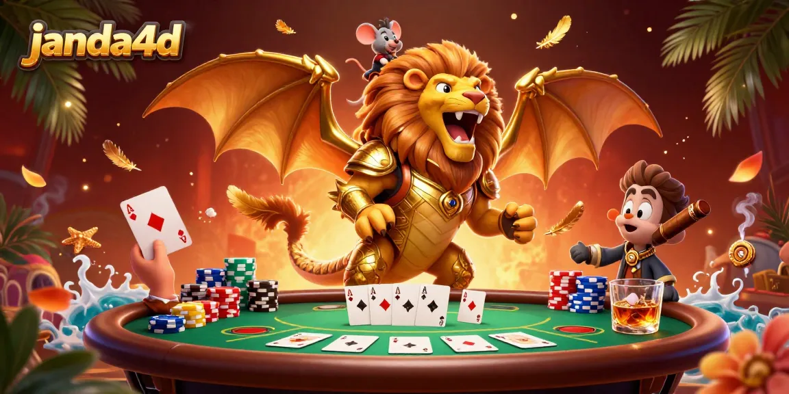 Menangkan permainan poker dengan janda4d dalam ilustrasi 3D yang penuh warna dan detail.