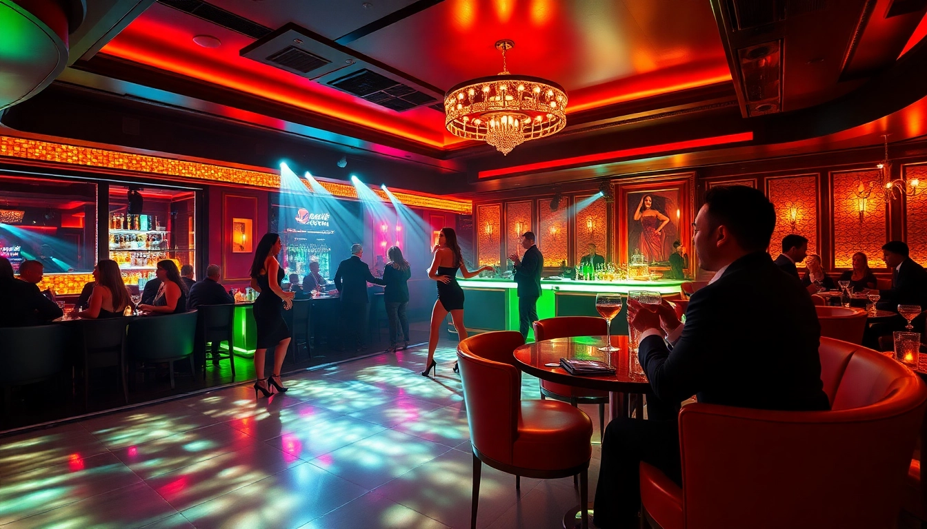 Dinner sxm at Club Noir, featuring an energetic nightlife scene with dancers and luxurious cocktails.