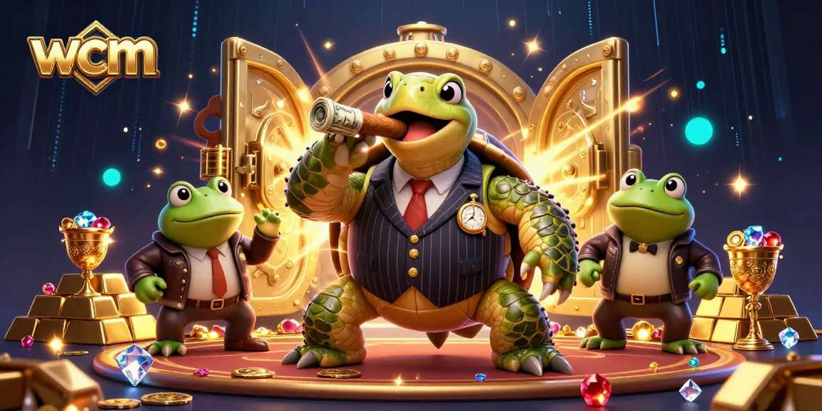 Experience the thrill of wcm in this immersive casino scene featuring a snapping turtle mobster and bullfrog enforcers.