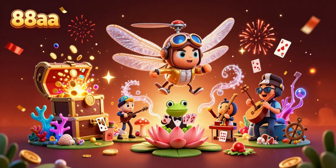 Engage with 88aa's vibrant casino scene featuring dynamic casino games and colorful characters.