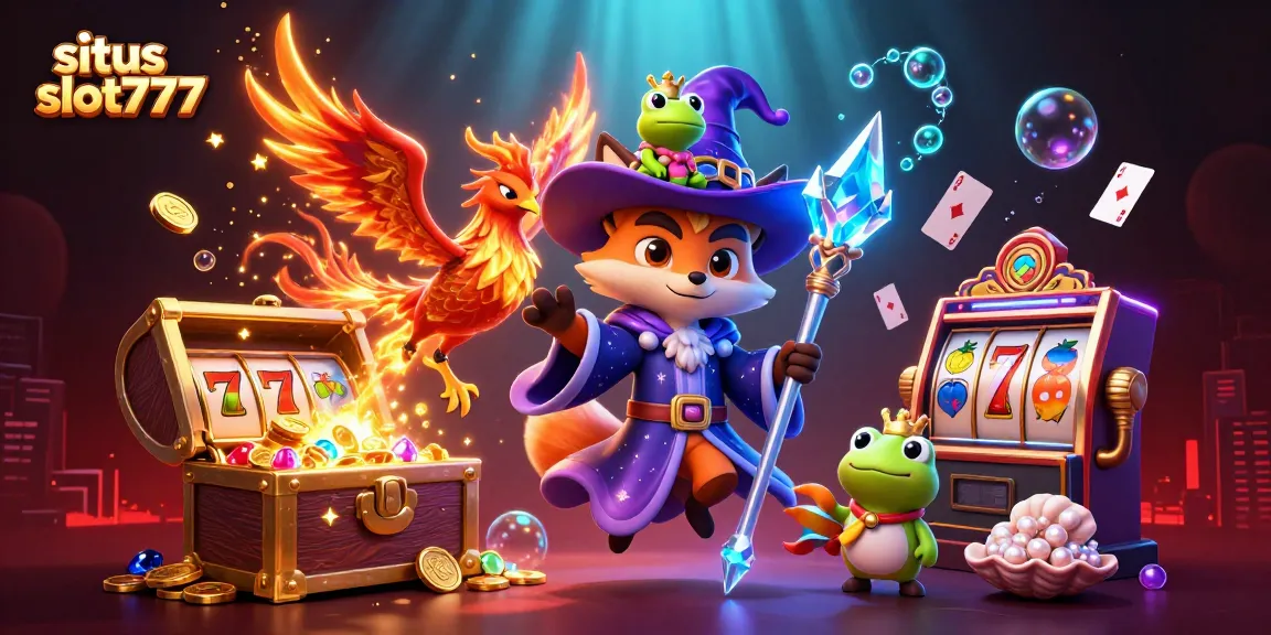 Permainan menarik situs slot777 dengan karakter penyihir, phoenix, dan elemen slot yang memukau.