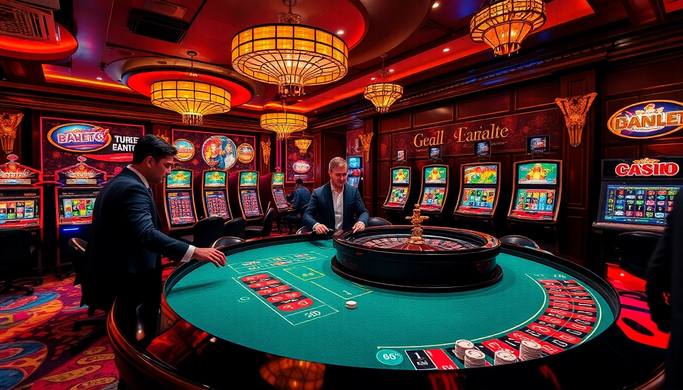 Experience thrilling gaming action at the luxurious bet88 roulette table with vibrant casino ambiance.