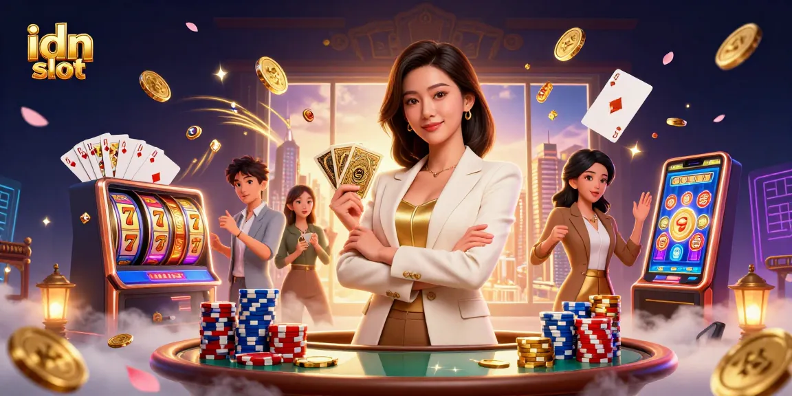 Spin the reels with idn slot while enjoying a dynamic casino scene featuring glamorous gameplay elements.