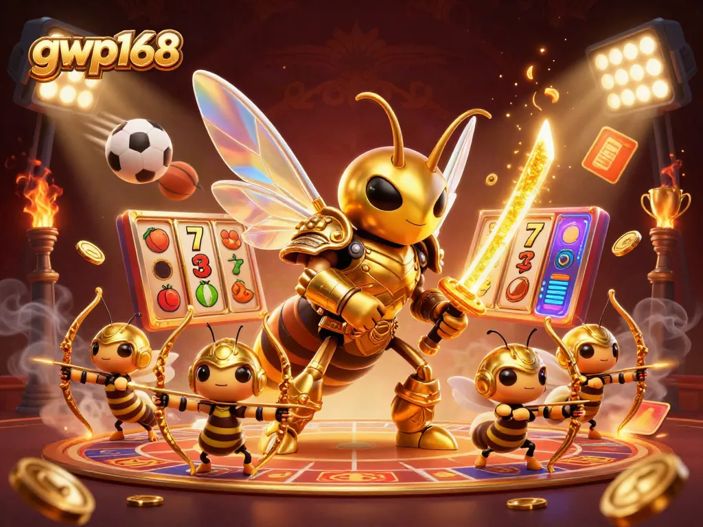 GWP168 menyajikan slot jackpot dengan fokus pada karakter lebah dan elemen permainan.