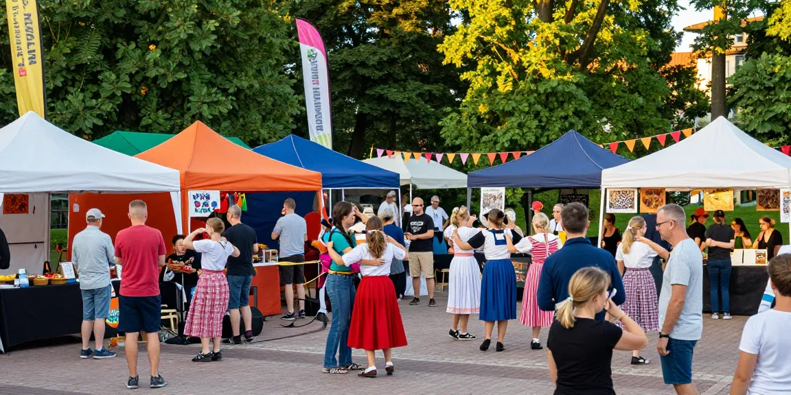 Festival scene capturing joyous community activities in Lithuania, showcasing cultural engagement and vibrancy at kurpramogauti.lt