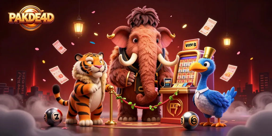 PAKDE4D menampilkan petugas kasino mamut yang memeriksa ID di depan mesin lotere dengan suasana meriah.