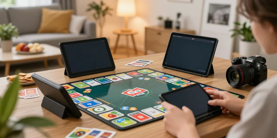 Rumble Rummy player enjoying mobile gameplay in a cozy living room.