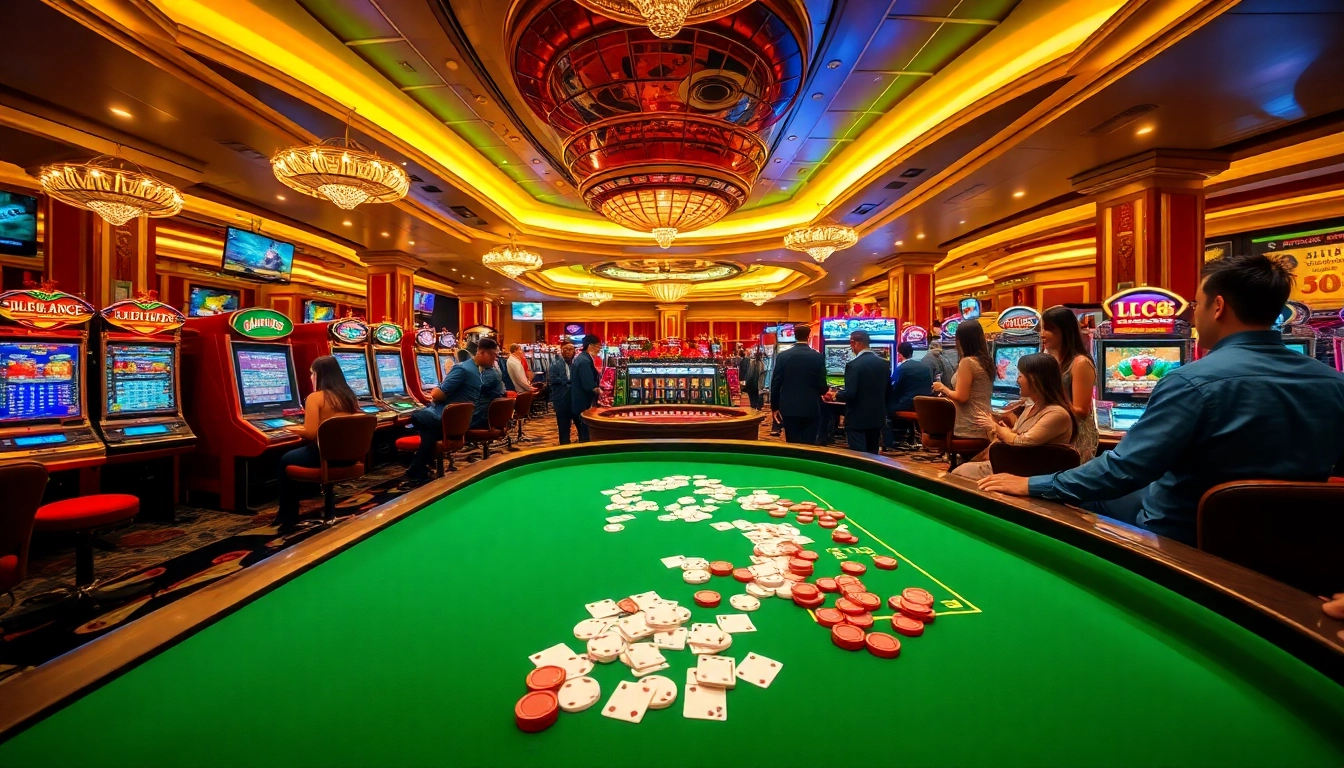 Dynamic gambling scene at LC 88 featuring vibrant tables and excited players.