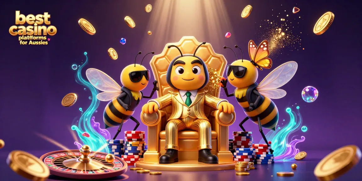 Experience the best casino platforms for Aussies with a vibrant 3D illustration featuring lively characters.