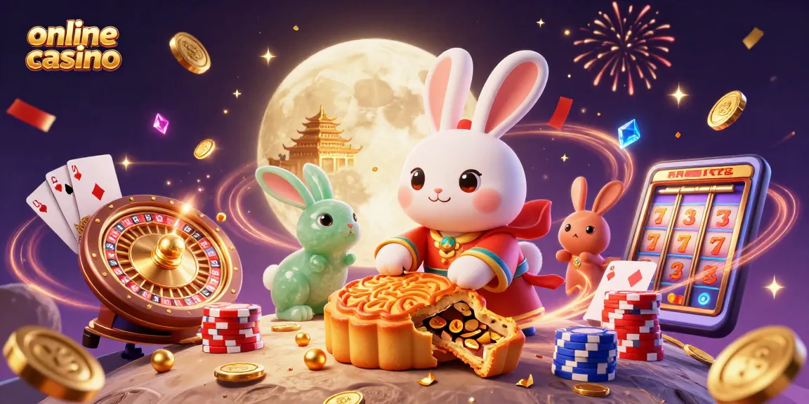 Engage in an exciting online casino adventure with festive elements, celebrating wins.