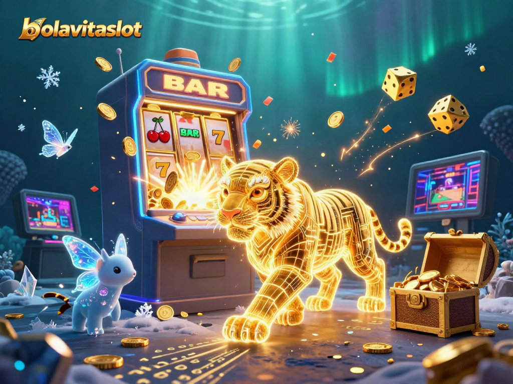 Experience the excitement of bolavitaslot with a neon tiger in a vibrant casino explosion.