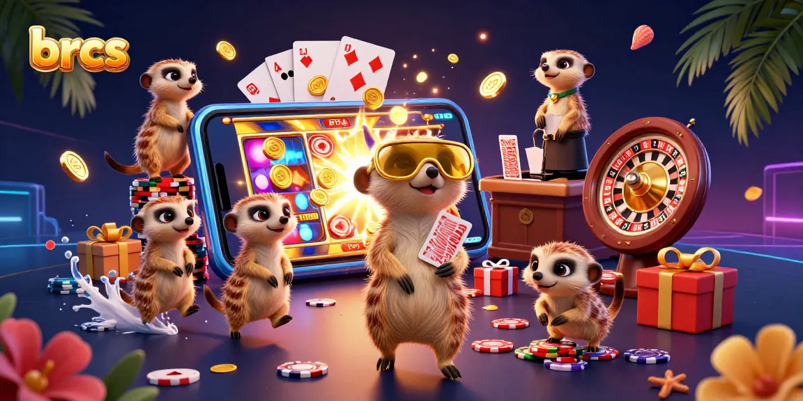 brcs meerkats running a vibrant casino with games and colorful elements.