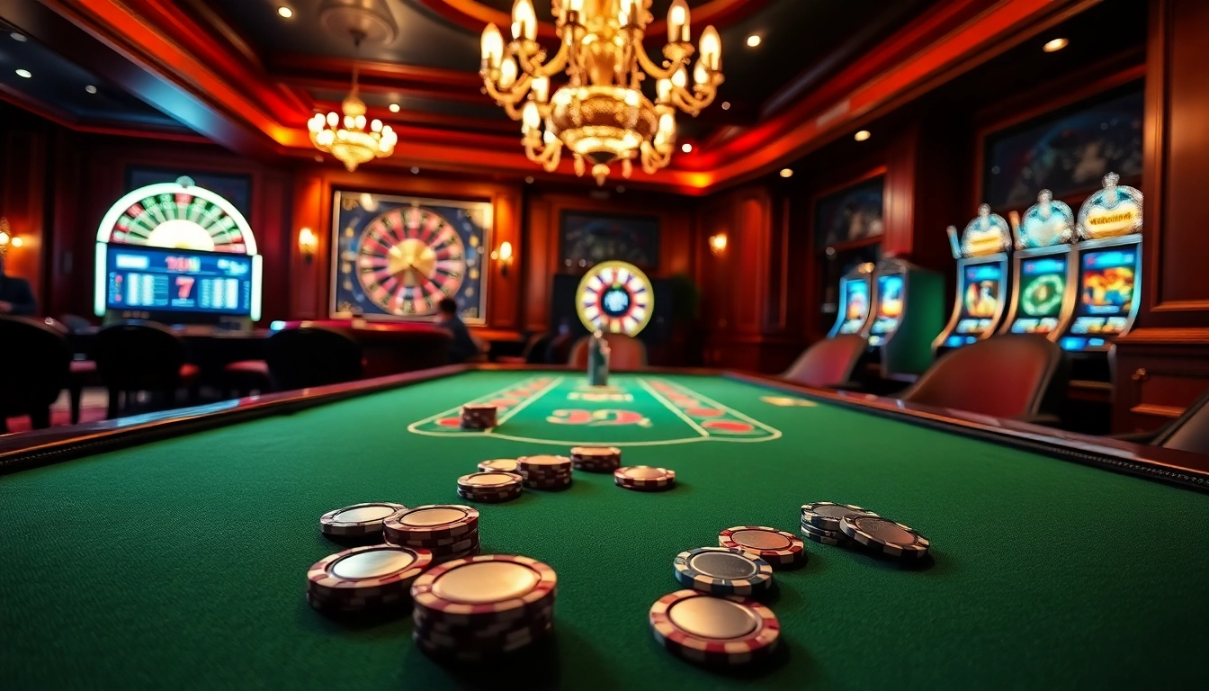 Engaging poker action at ok365pp casino with chips and cards on the table.