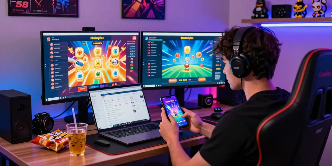 Player engaged with Mahajitu gaming app showcasing lottery predictions and vibrant graphics in a dynamic gaming environment.