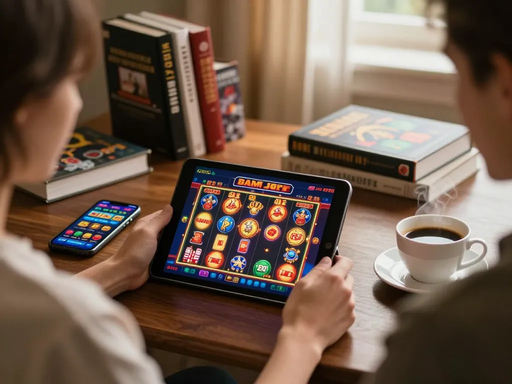 Playing slots not on gamstop on a tablet in a warm home office