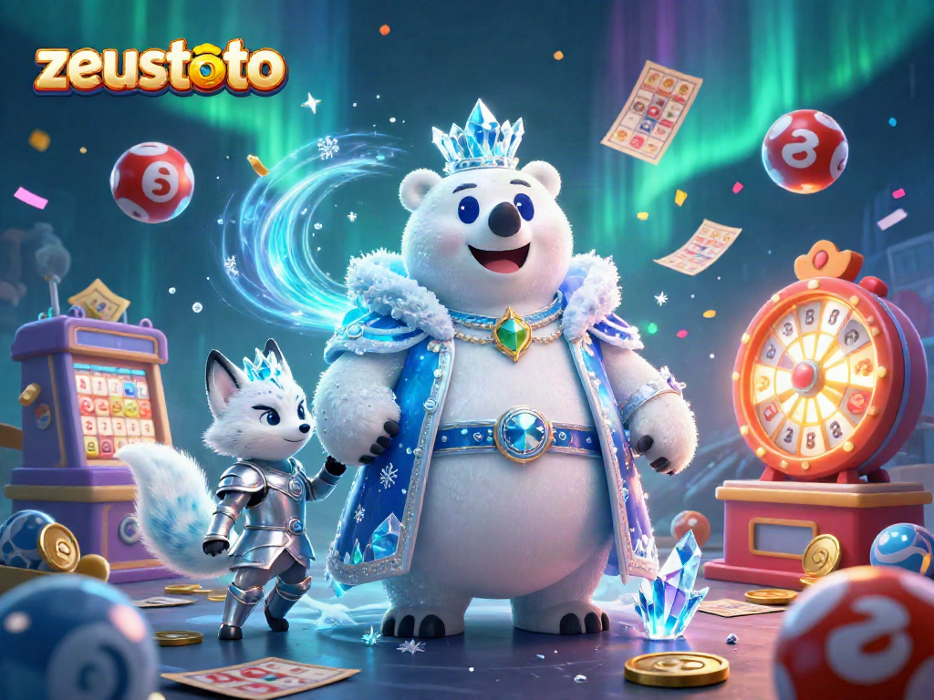 Test your luck with zeustoto's exciting lottery balls and cash prizes in a vibrant 3D illustration.