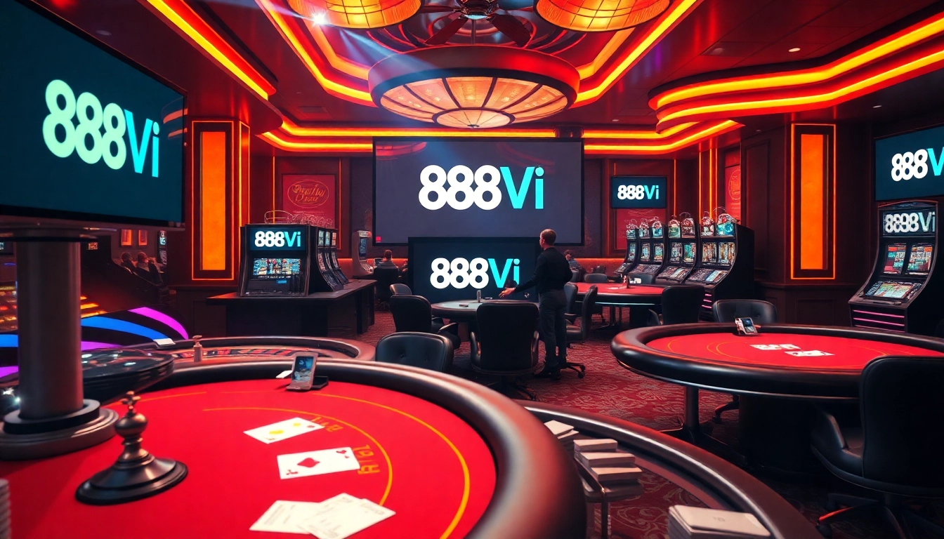 Experience a vibrant poker game at 888VI's luxurious online casino.
