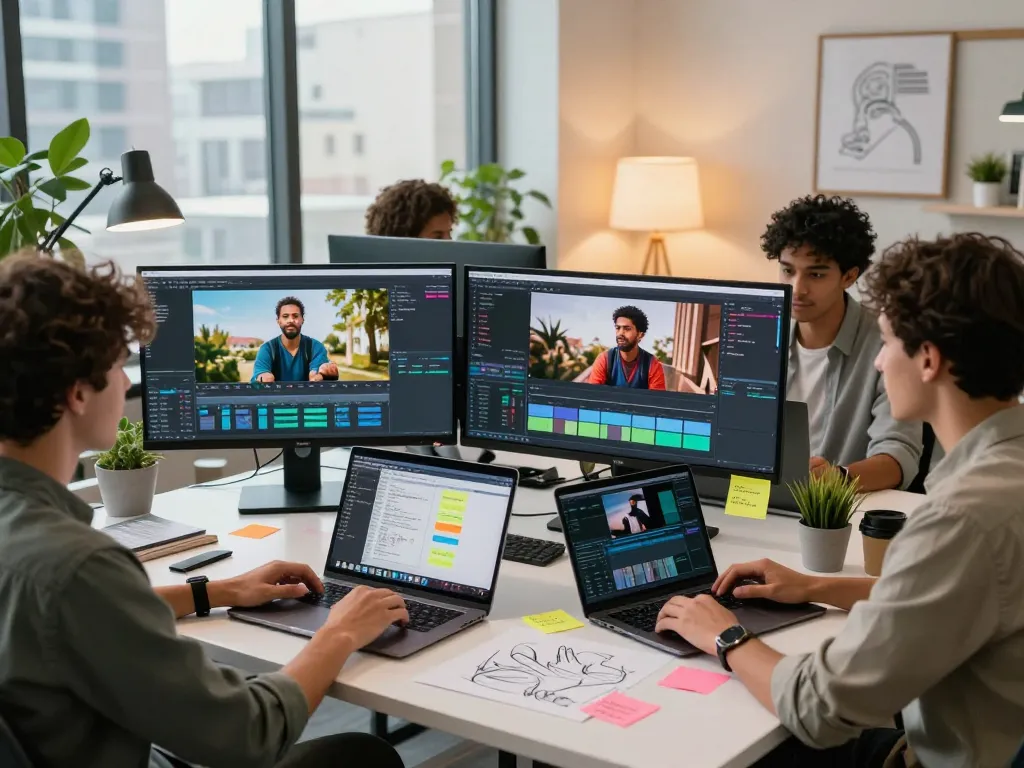Creators using seedance 2.0 in a vibrant digital workspace to produce AI-generated videos.