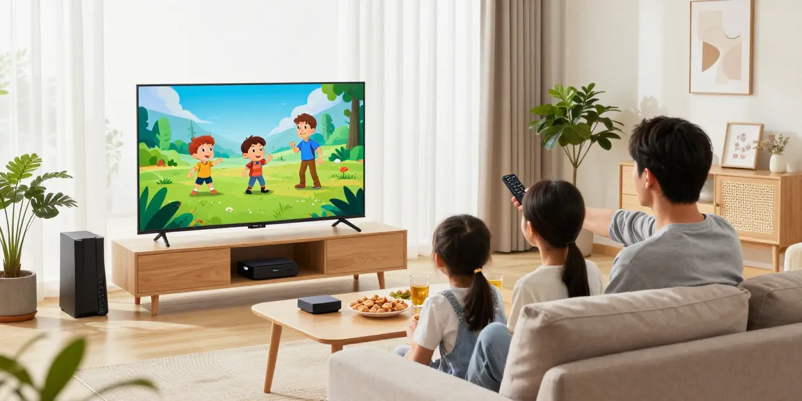 Family enjoying best IPTV USA providers compared in a cozy living room.