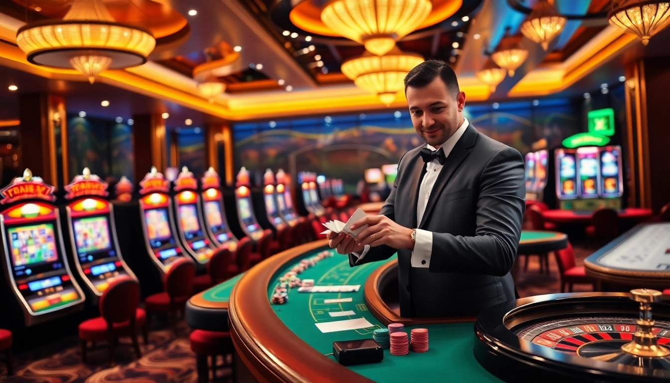 Experience thrilling gaming action at C168 with vibrant roulette and poker tables.